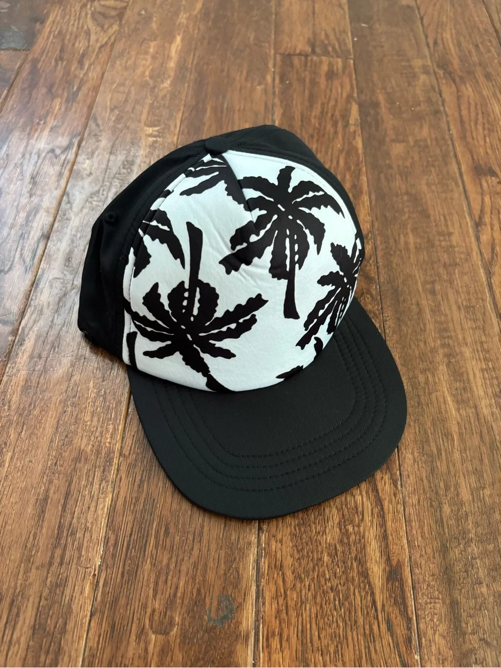 Swim Hat Black White Palm Trees Kids Medium 2-5 years Floats